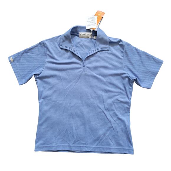 Tehama Women Golf Polo Short Sleeve Blue Collared Hang Em Dry Pima Cotton Sz S - Picture 1 of 8